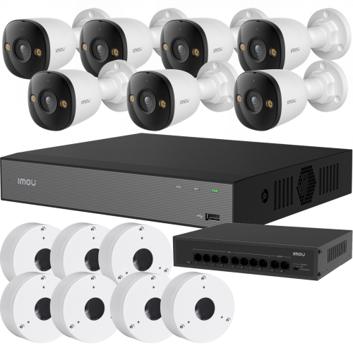 5МП комплект IP-відеонагляду Imou з 7 IP відеокамерами Imou Bullet 3 (IPC-PS3DP-5M0)
