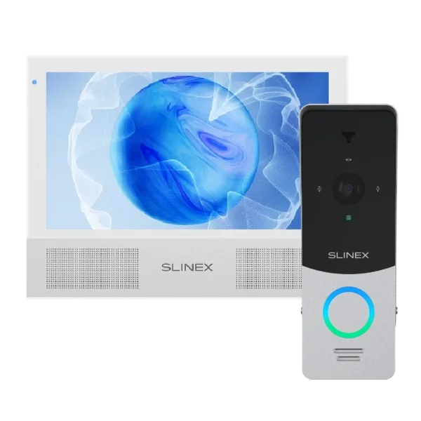 Комплект відеодомофон Slinex Sonik 7 AI white + панель виклику ML-20HD silver/ black