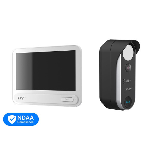 Комплект IP-відеодомофона з WiFi TVT TE-KT6101-001 White: відеодомофон 7" TD-E2137-PE/TP/WF, відеопанель 2Mp TD-E3110-IC/PE/WF, кутовий кронштейн, монтажна коробка з козирком