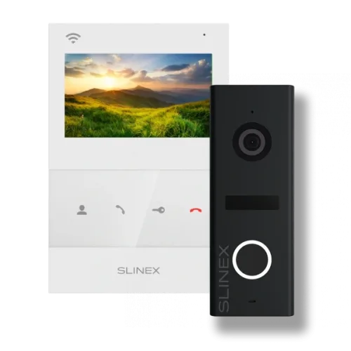 Комплект відеодомофон + панель виклику Slinex SQ-04N Cloud white + ML-17HD black