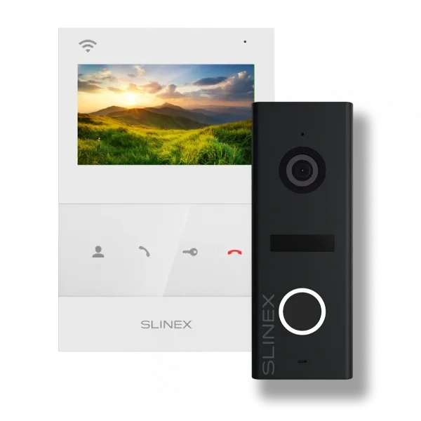 Комплект відеодомофон + панель виклику Slinex SQ-04N Cloud white + ML-17HD black