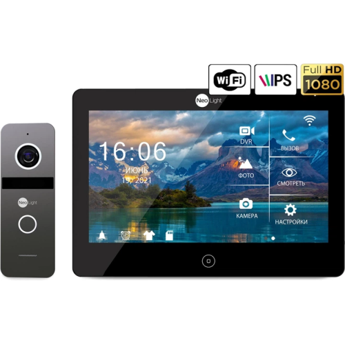 Комплект відеодомофона Neolight MEZZO HD WF Black/SOLO FHD Graphite