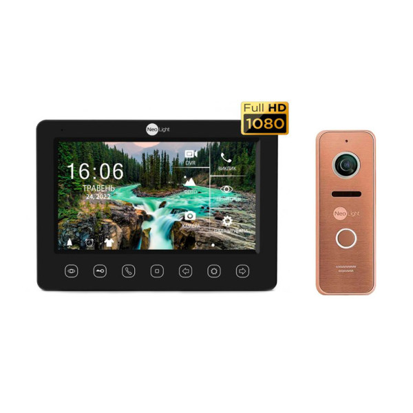 Комплект відеодомофона Neolight NeoKIT HD+ WF B/Bronze