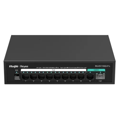 Комутатор 10 портів некерований Ruijie Reyee RG-ES110GS-P-L PoE