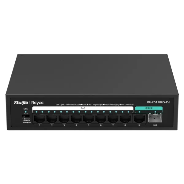 Комутатор 10 портів некерований Ruijie Reyee RG-ES110GS-P-L PoE