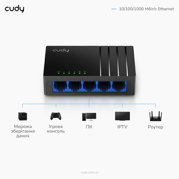 Комутатор 5-портовий некерований Cudy GS105D гігабітний