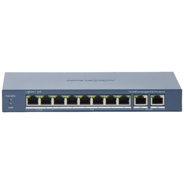 Комутатор 10 портів некерований Hikvision DS-3E0310HP-E(C) POE