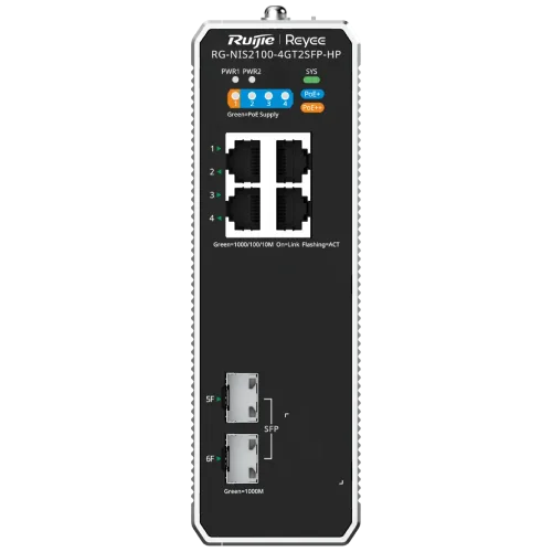 Комутатор 6 портів керований Ruijie Reyee RG-NIS2100-4GT2SFP-HP PoE++
