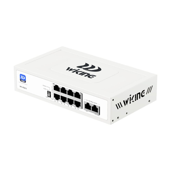 PoE-комутатор 10-портовий некерований Wiking WK-PS210 V2, 8x100Mbps PoE, 2x100Mbps Uplink, 76W