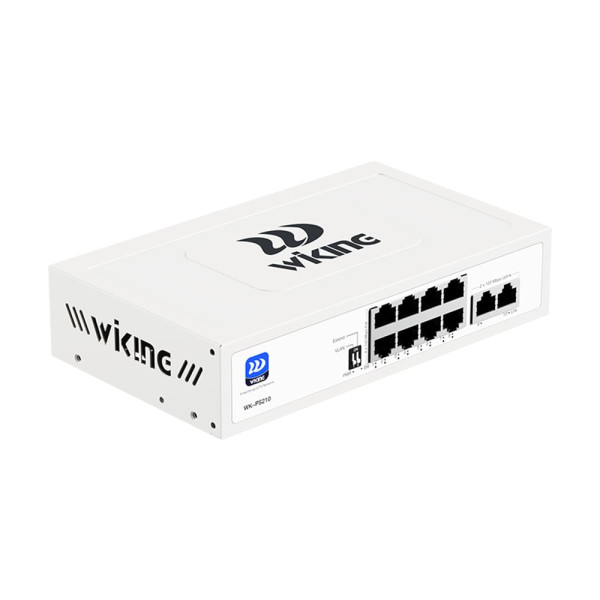 PoE-комутатор 10-портовий некерований Wiking WK-PS210 V2, 8x100Mbps PoE, 2x100Mbps Uplink, 76W