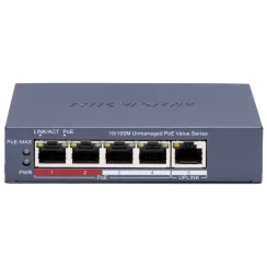Комутатор 5 портів некерований Hikvision DS-3E0105P-E/M(C) POE