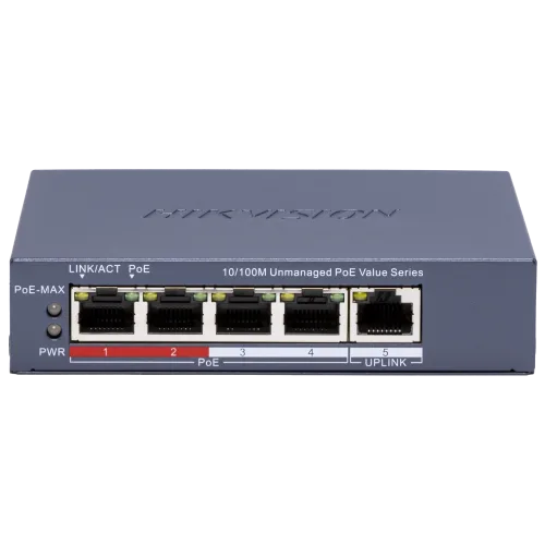 Комутатор 5 портів некерований Hikvision DS-3E0105P-E/M(C) POE