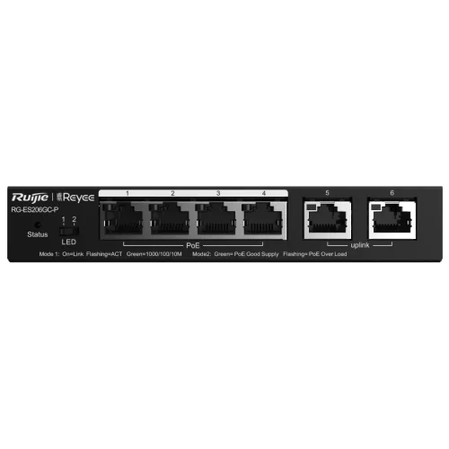 Комутатор 4 порти керований Ruijie Reyee RG-ES206GC-P PoE