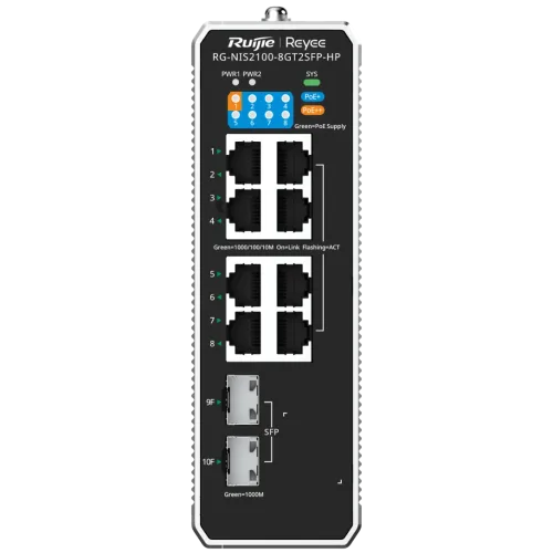Комутатор 10 портів керований Ruijie Reyee RG-NIS2100-8GT2SFP-HP PoE++