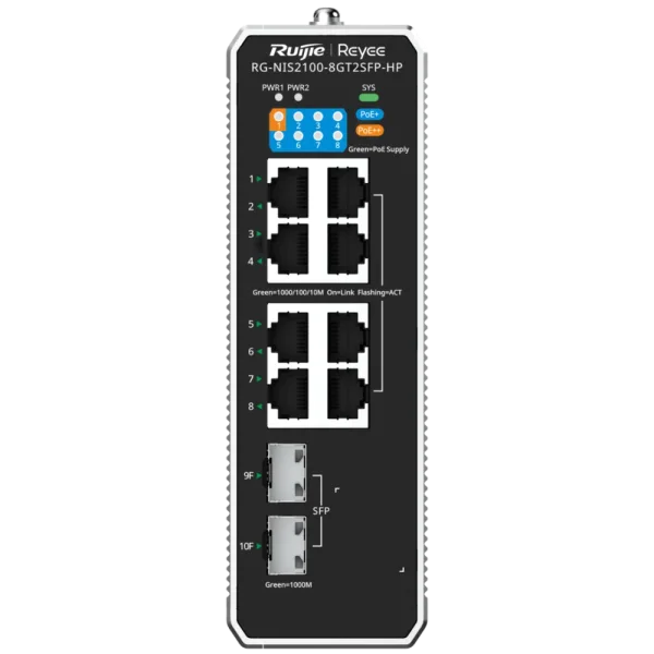 Комутатор 10 портів керований Ruijie Reyee RG-NIS2100-8GT2SFP-HP PoE++