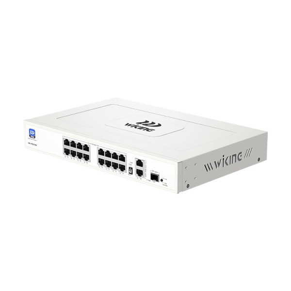 PoE-комутатор 19-портовий некерований Wiking WK-PS219GF, 16x100Mbps PoE, 2x1000Mbps Uplink, 1x1000Mbps SFP, 180W