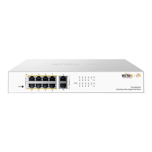 PoE-комутатор 10-портовий керований Wi-Tek WI-PCES310G гігабітний 8x1000Mbps PoE+, 2x1000Mbps Uplink, 110W, Cloud, ONVIF