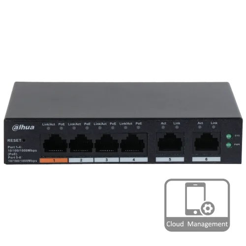 Комутатор 6 портів керований Dahua DH-CS4006-4GT-60 PoE