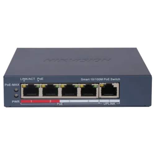 Комутатор 5 портів керований Hikvision DS-3E1105P-EI/V2 POE