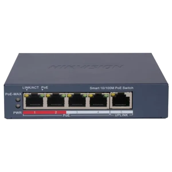 Комутатор 5 портів керований Hikvision DS-3E1105P-EI/V2 POE