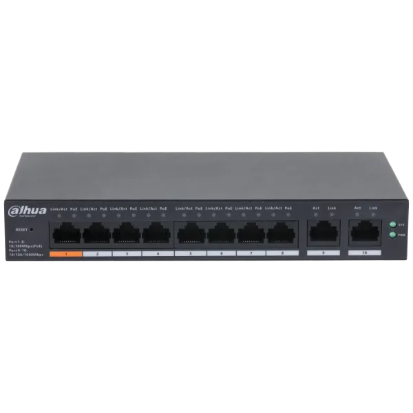 Комутатор 10 портів керований Dahua DH-CS4010-8ET-60 PoE