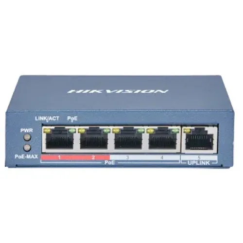 4-портовий некерований POE комутатор Hikvision DS-3E0105P-E(B)