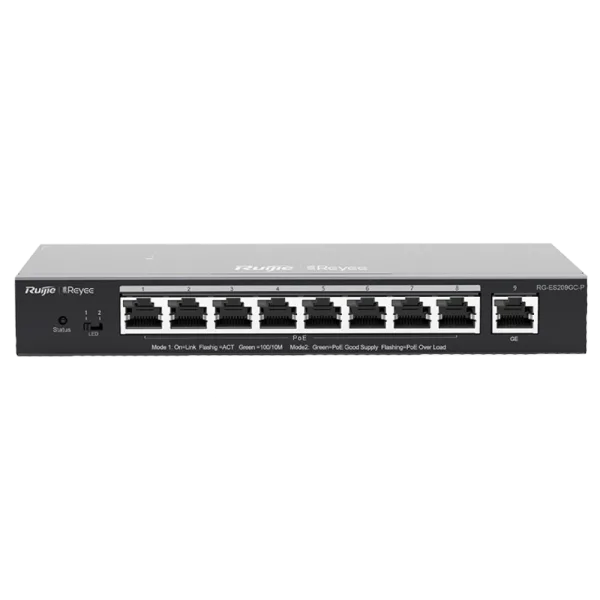 Комутатор 9 портів керований Ruijie RG-ES209GC-P POE