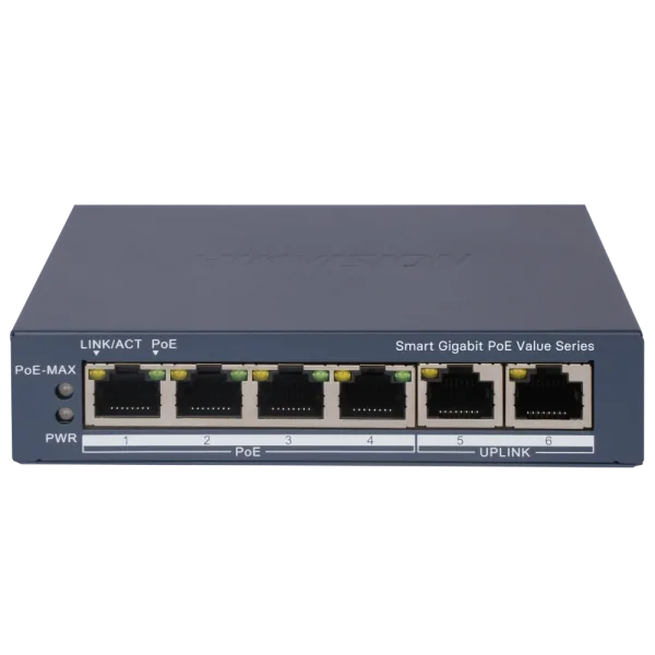 Коммутатор 6 портов управляемый Hikvision DS-3E1506P-EI/MPoE