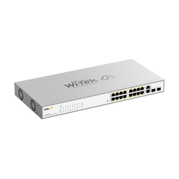 PoE-комутатор 20-портовий керований Wi-Tek WI-PCES320GFH гігабітний 16x1000Mbps PoE+, 2x1000Mbps Uplink, 2xSFP, 130W, Cloud, ONVIF