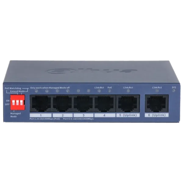 Комутатор 6 портів керований Dahua DH-CS4006-4ET2GT-36 PoE