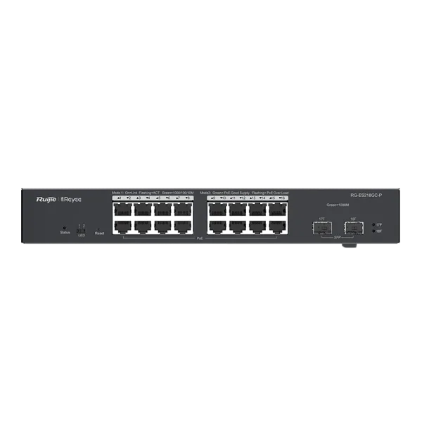 18-портовий гігабітний інтелектуальний POE комутатор Ruijie RG-ES218GC-P