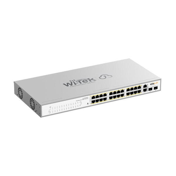 PoE-комутатор 28-портовий керований Wi-Tek WI-PCES328GFH гігабітний 24x1000Mbps PoE+, 2x1000Mbps Uplink, 2xSFP, 235W, Cloud, ONVIF