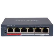 Комутатор 6 портів некерований Hikvision DS-3E0106P-E/M(B) POE