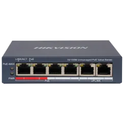 Комутатор 6 портів некерований Hikvision DS-3E0106P-E/M(B) POE