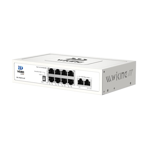 PoE-комутатор 10-портовий некерований Wiking WK-PS310-HP гігабітний, 8x1000Mbps PoE, 2x1000Mbps Uplink, 110W