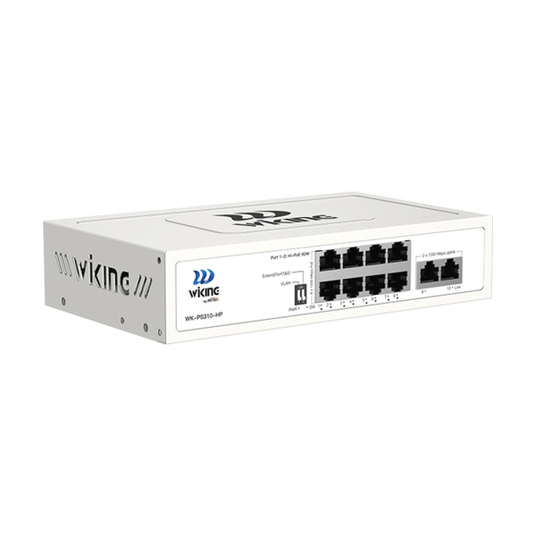PoE-комутатор 10-портовий некерований Wiking WK-PS310-HP гігабітний, 8x1000Mbps PoE, 2x1000Mbps Uplink, 110W
