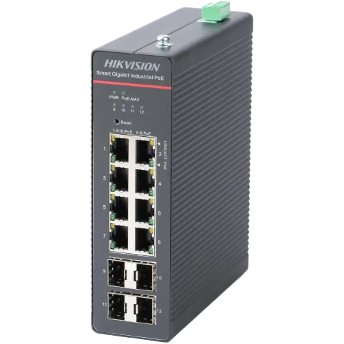 Комутатор 8 портів керований Hikvision DS-3T1512HP-SI-8P4FKIT(240W)