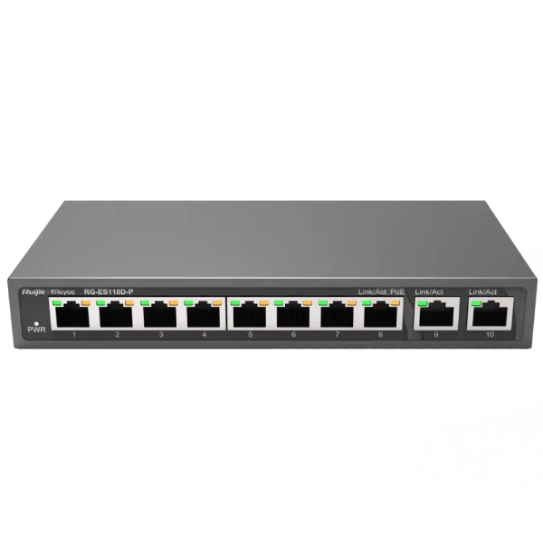 Комутатор 8 портів некерований Ruijie Reyee RG-ES110D-P PoE
