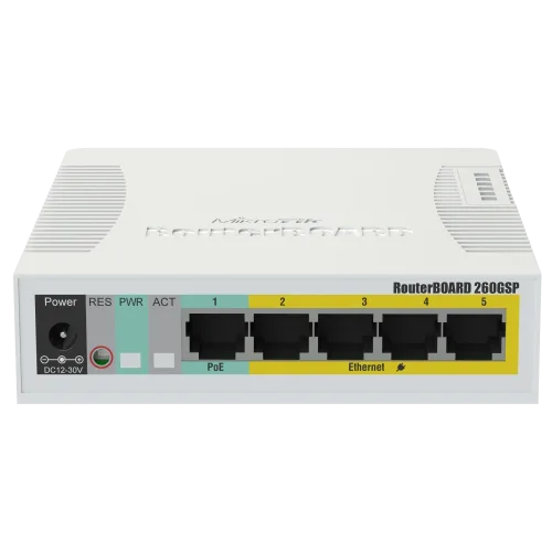 Комутатор 5 портів керований MikroTik RB260GSP (CSS106-1G-4P-1S) PoE