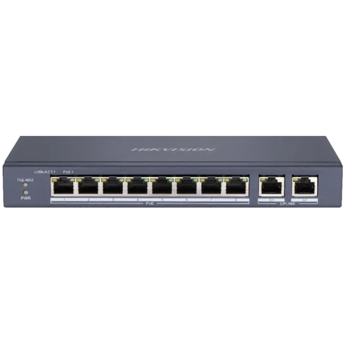 Комутатор 10 портів некерований Hikvision DS-3E0310P-E/M(B) PoE