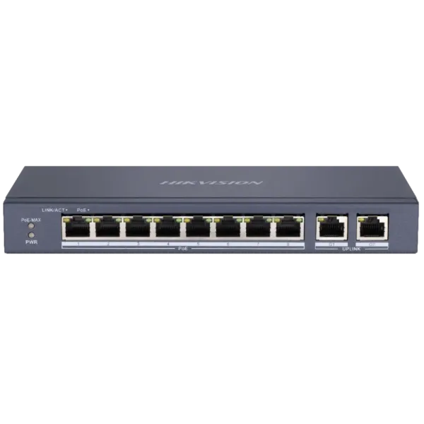 Комутатор 10 портів некерований Hikvision DS-3E0310P-E/M(B) PoE