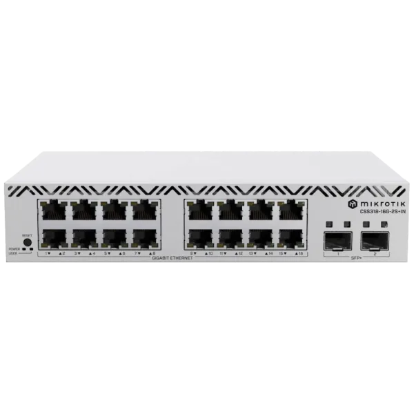 Комутатор 16 портів керований MikroTik CSS318-16G-2S+IN