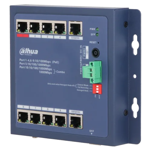 Комутатор 9 портів керований Dahua DH-CHS4110-8ET-90-F PoE