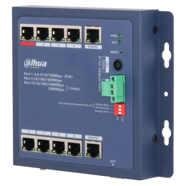 Комутатор 9 портів керований Dahua DH-CHS4110-8ET-90-F PoE