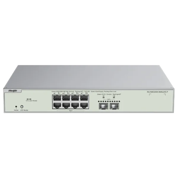Комутатор 10 портів керований Ruijie RG-NBS3300-8MG2XS-P PoE