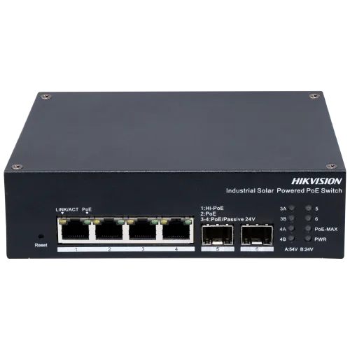 Комутатор 4 порти керований Hikvision DS-3T1506HP-EI-UPS PoE