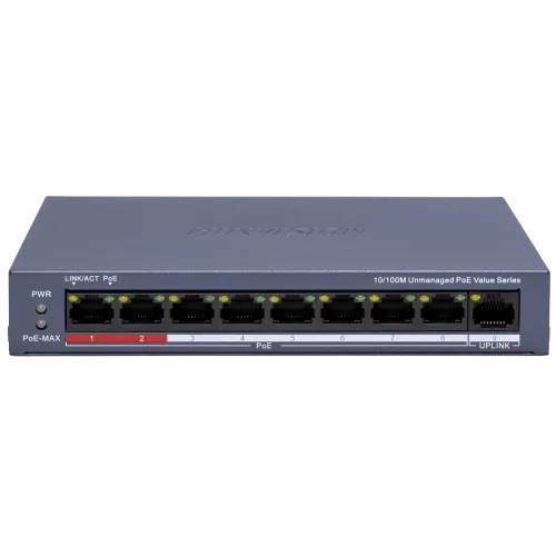 Комутатор 9 портів некерований Hikvision DS-3E0109P-E/M(C) POE