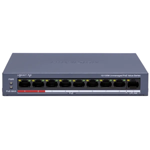 Комутатор 9 портів некерований Hikvision DS-3E0109P-E/M(C) POE