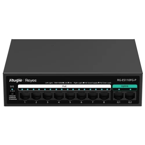 Комутатор 10 портів некерований Ruijie Reyee RG-ES110FG-P PoE