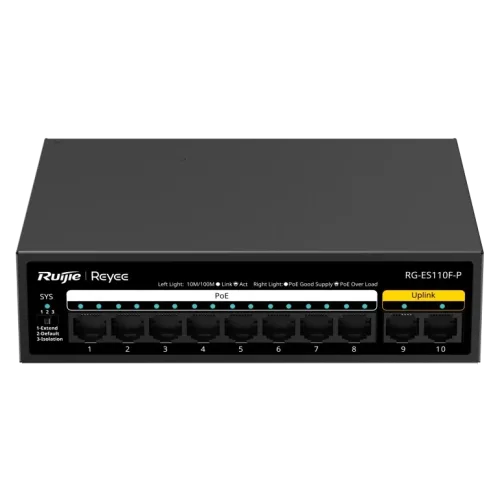 Комутатор 10 портів некерований Ruijie Reyee RG-ES110F-P PoE